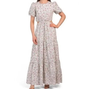 Wayf Plaza Cut Out Size XL TieredFloral Maxi Dress NWT